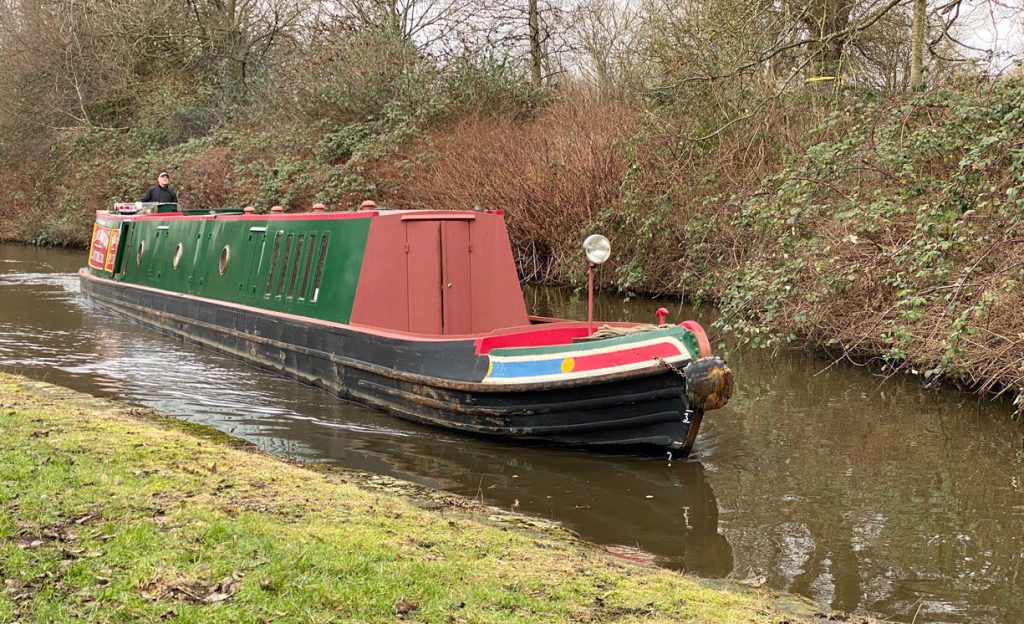 Andy steering down Stoke Locks, 29th January